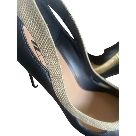 NWOB Ava&Aiden Black/ Gold Leather Pumps/ Stilletos Size 8.5 - Picture 6 of 16